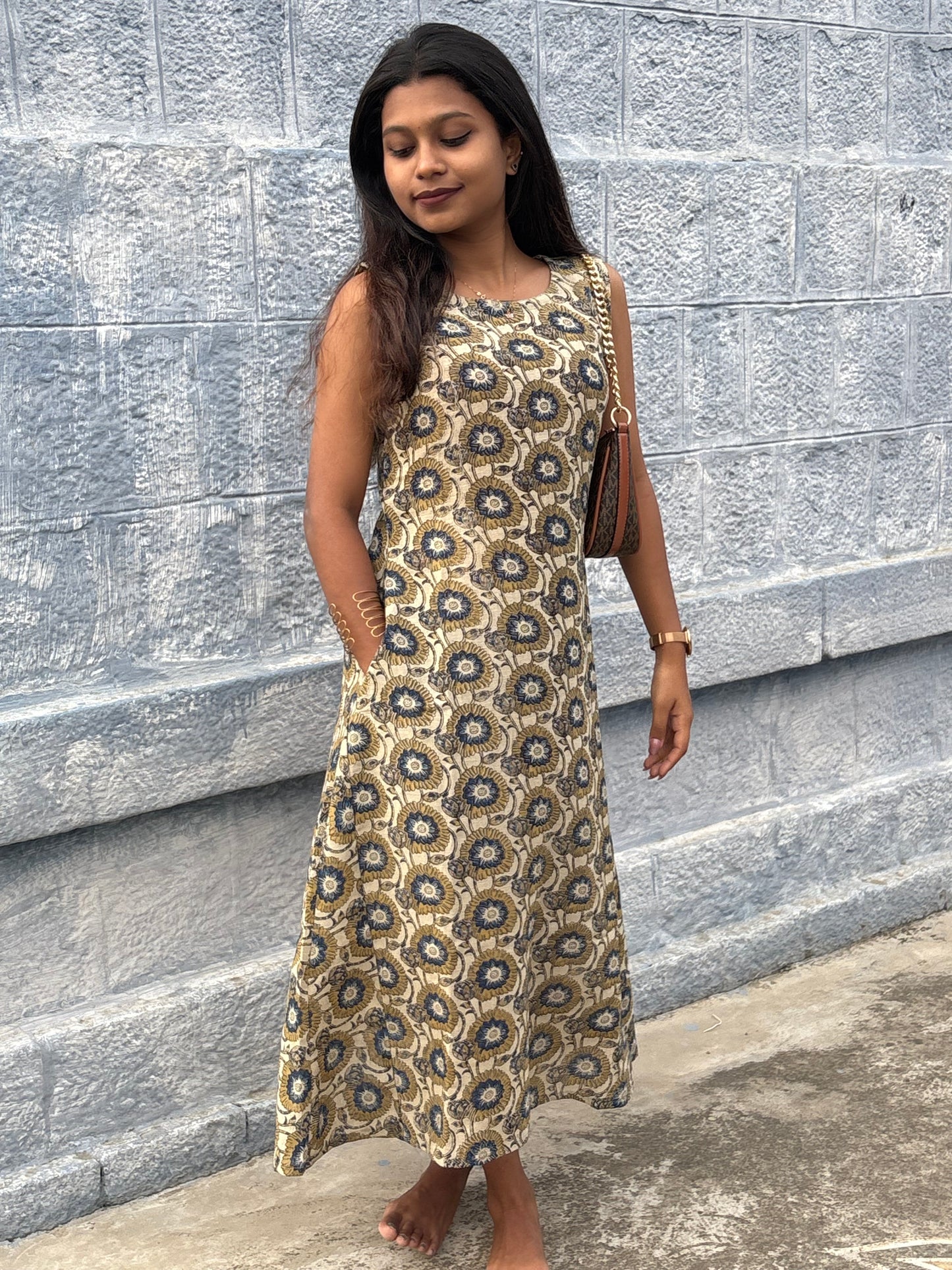NY 551 Linen Cotton A-line maxi (sleeves can be attached)