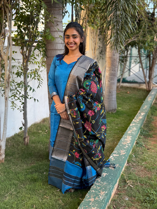 NY 495 Elegant Pure Mangalgiri set with 3/4th sleeves