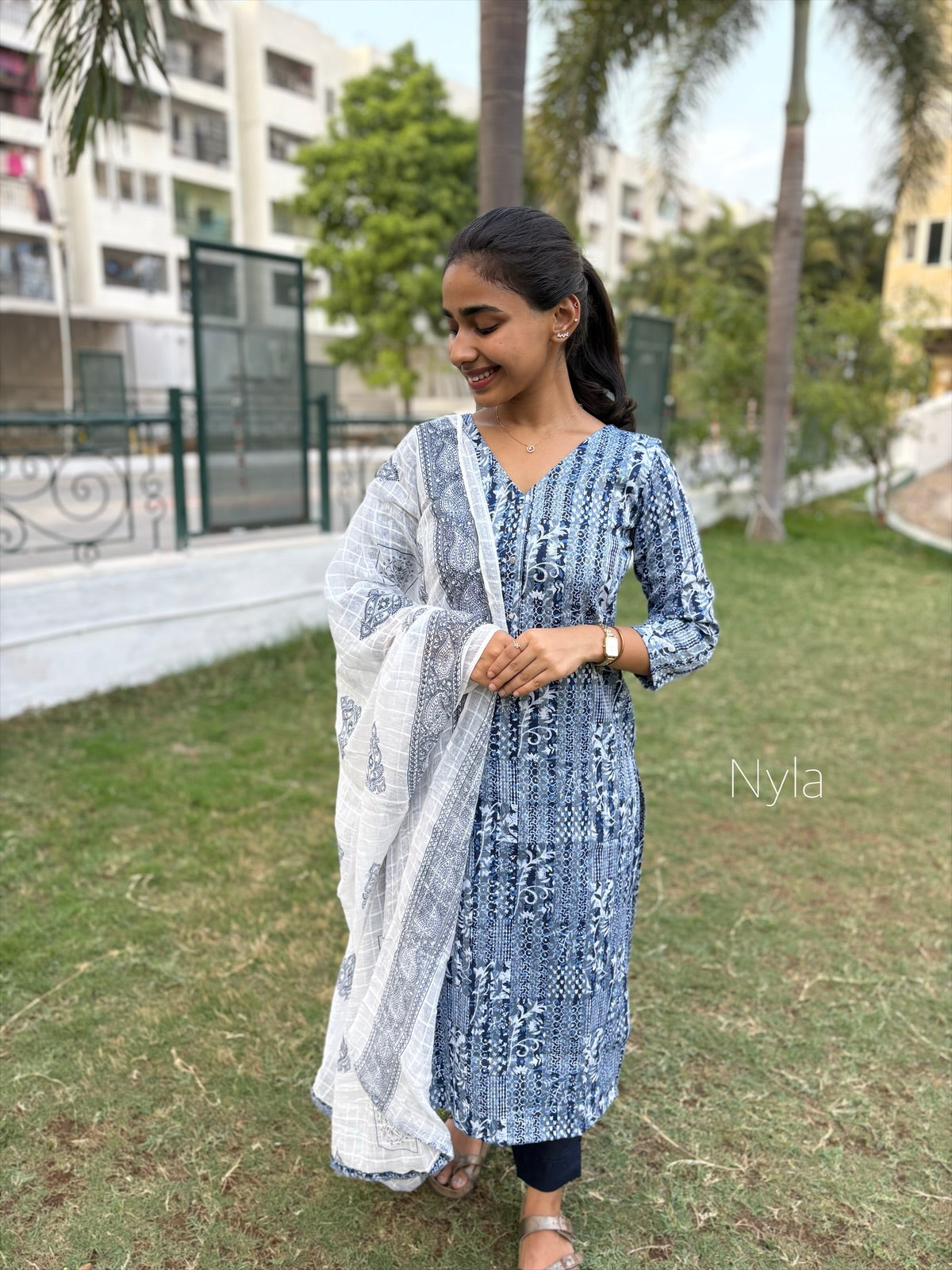 Ny 439 Elegant Cotton  Kurti with 3/4th sleeves