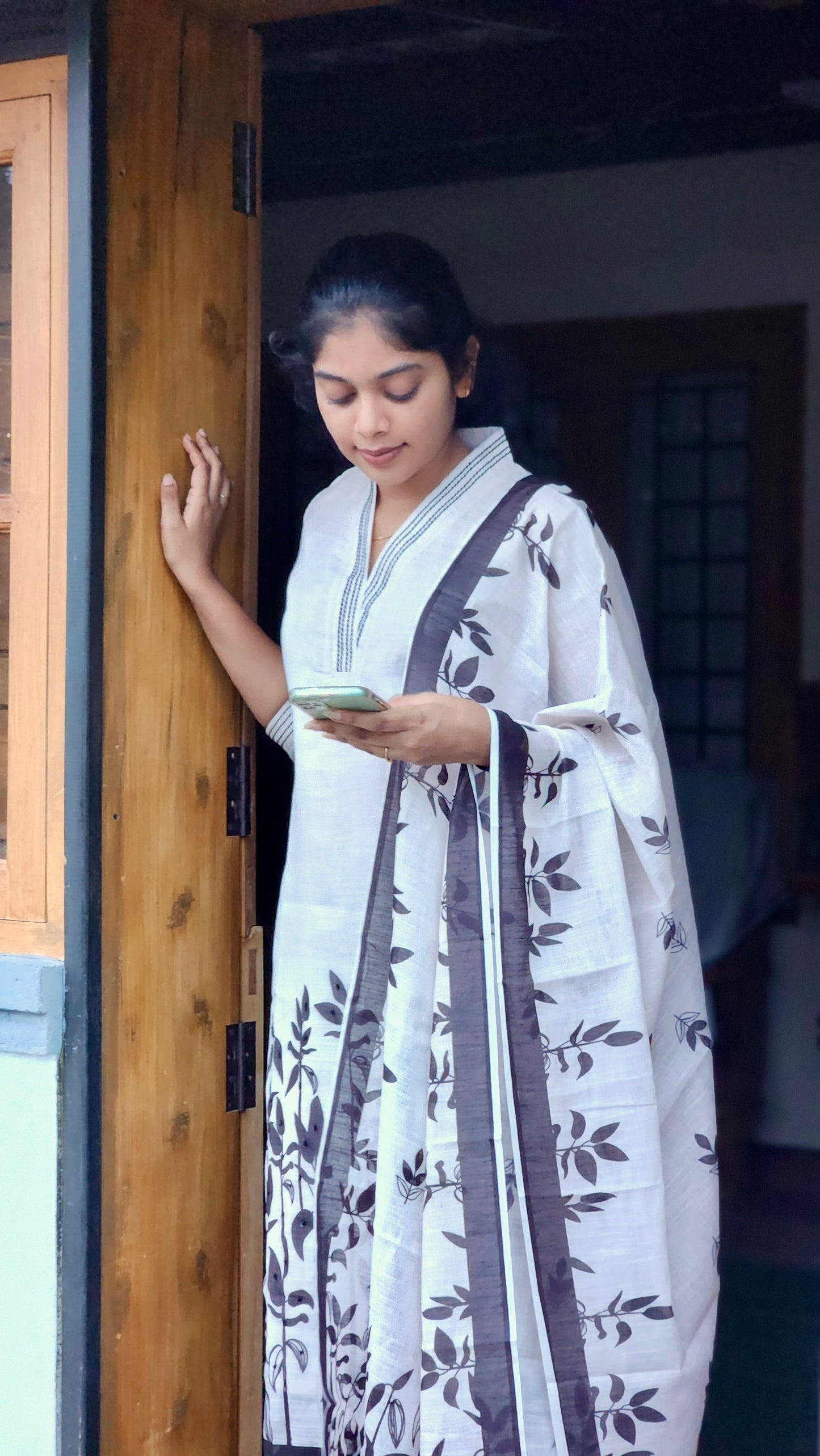 NY 514 Elegant Pure linen cotton kurti with embroidery and 3/4th sleeves