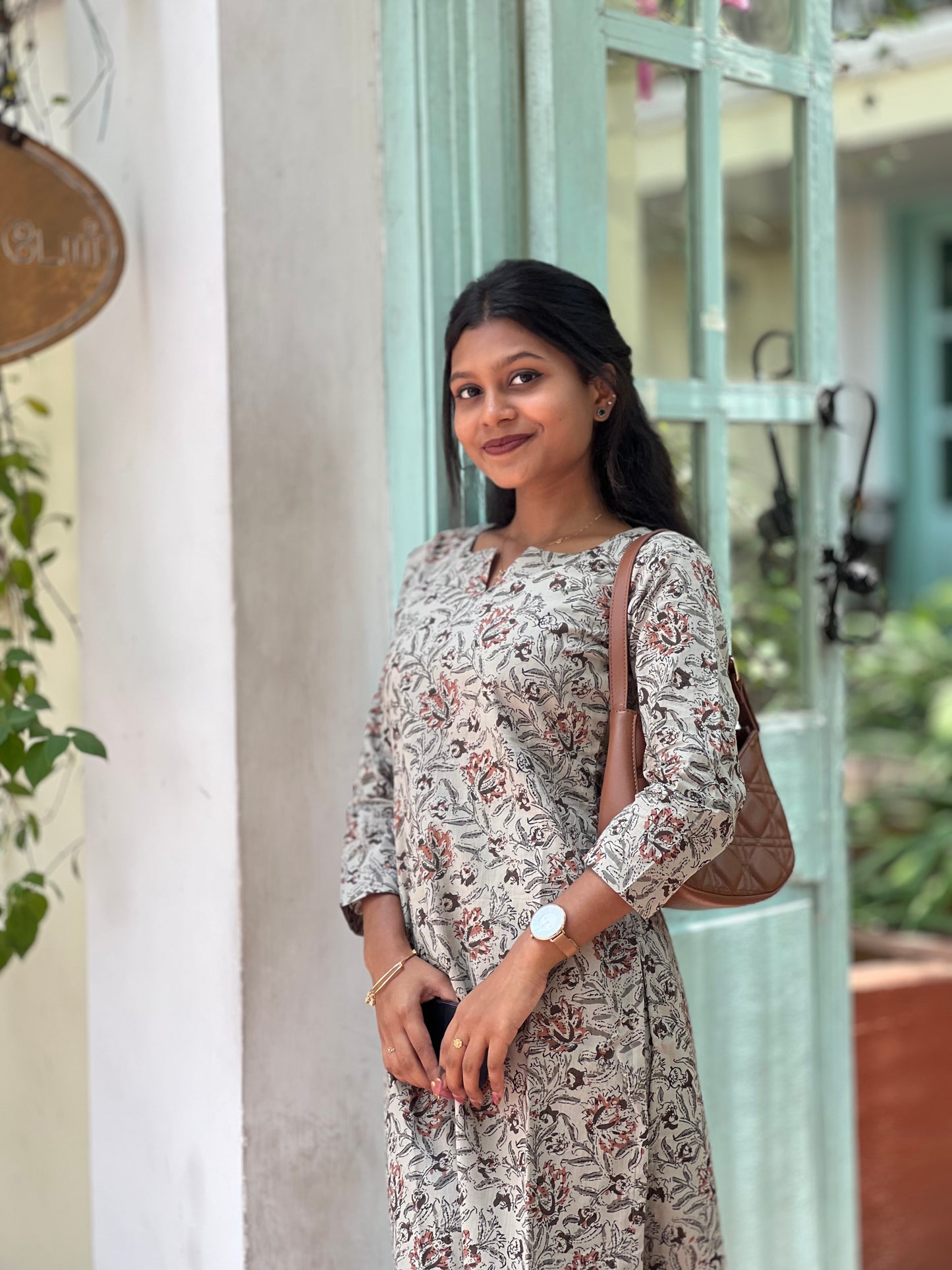 NY 544 Elegant Cotton Kalamkari kurti with 3/4th sleeves