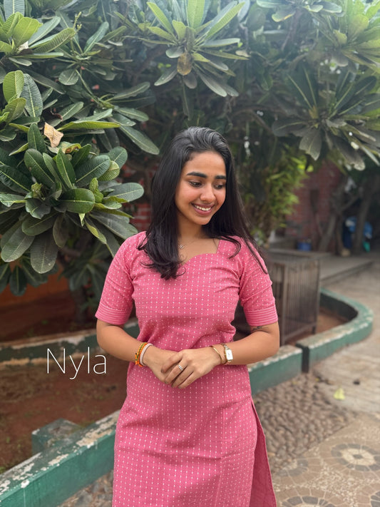 NY 457 Elegant Handloom Cotton Co-ords set with elbow sleeves