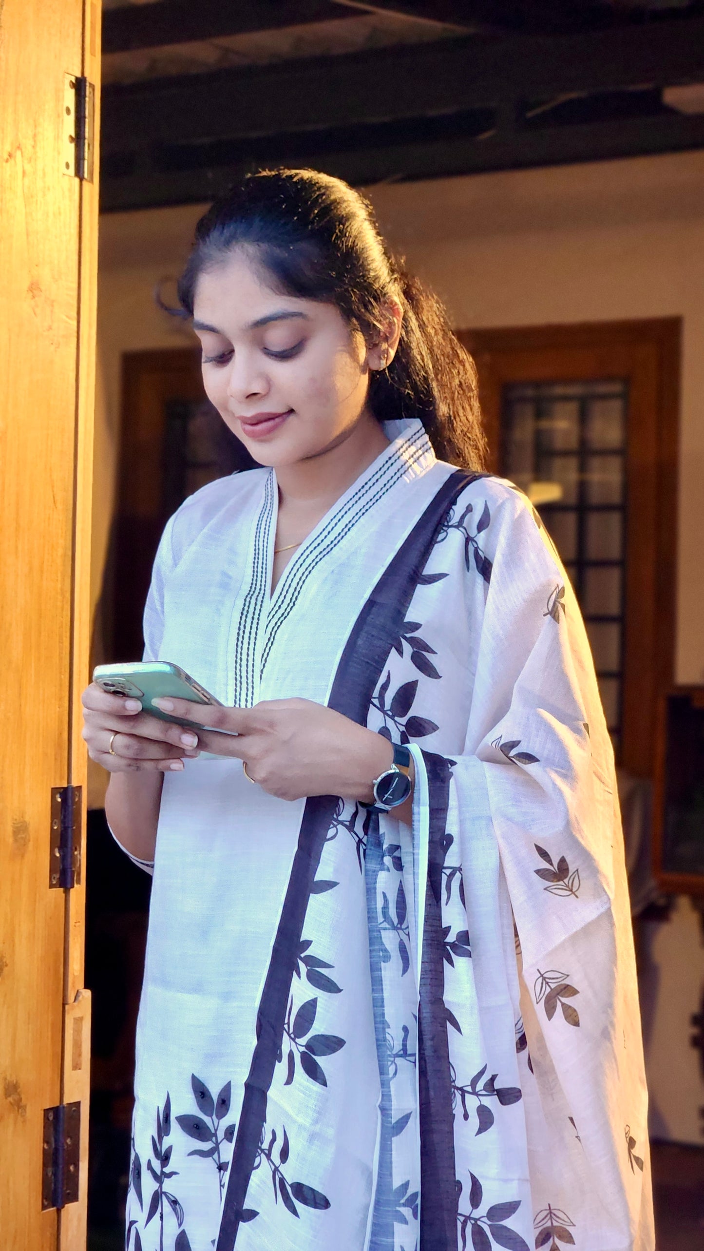 NY 514 Elegant Pure linen cotton kurti with embroidery and 3/4th sleeves