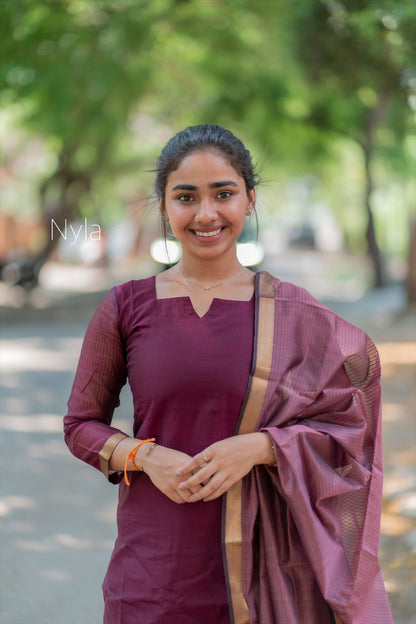 NY 417 Elegant pure Mangalgiri silk Kurti with 3/4th sleeves