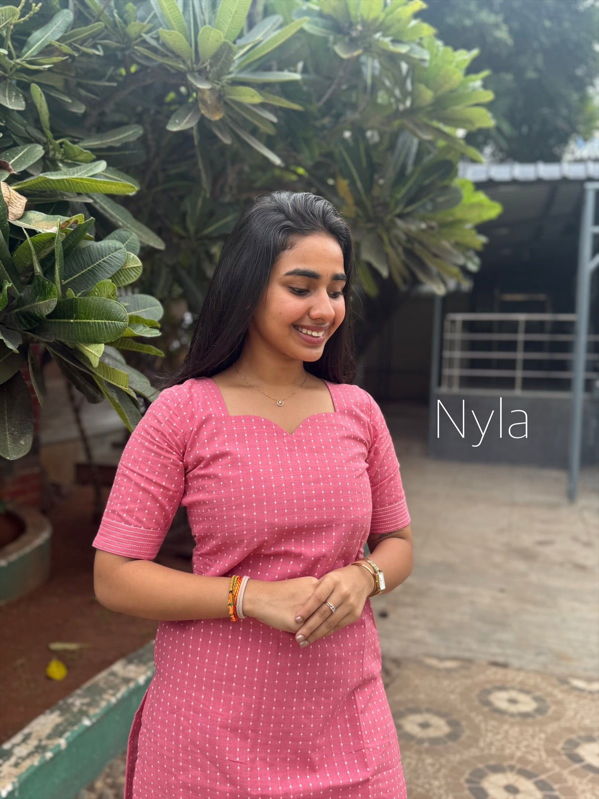 NY 457 Elegant Handloom Cotton Co-ords set with elbow sleeves