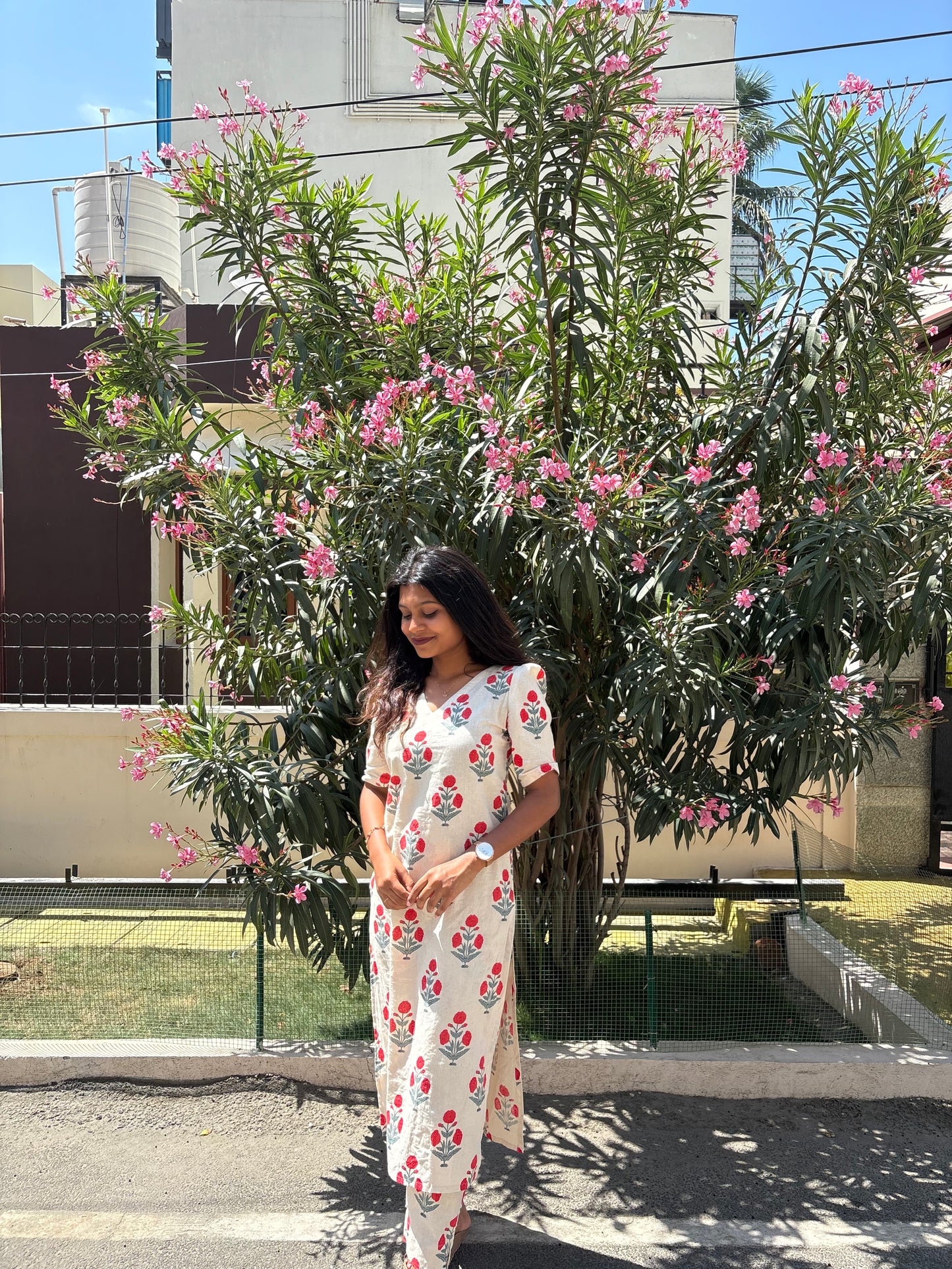 NY 555 Cotton flex kurti with elbow puff sleeves