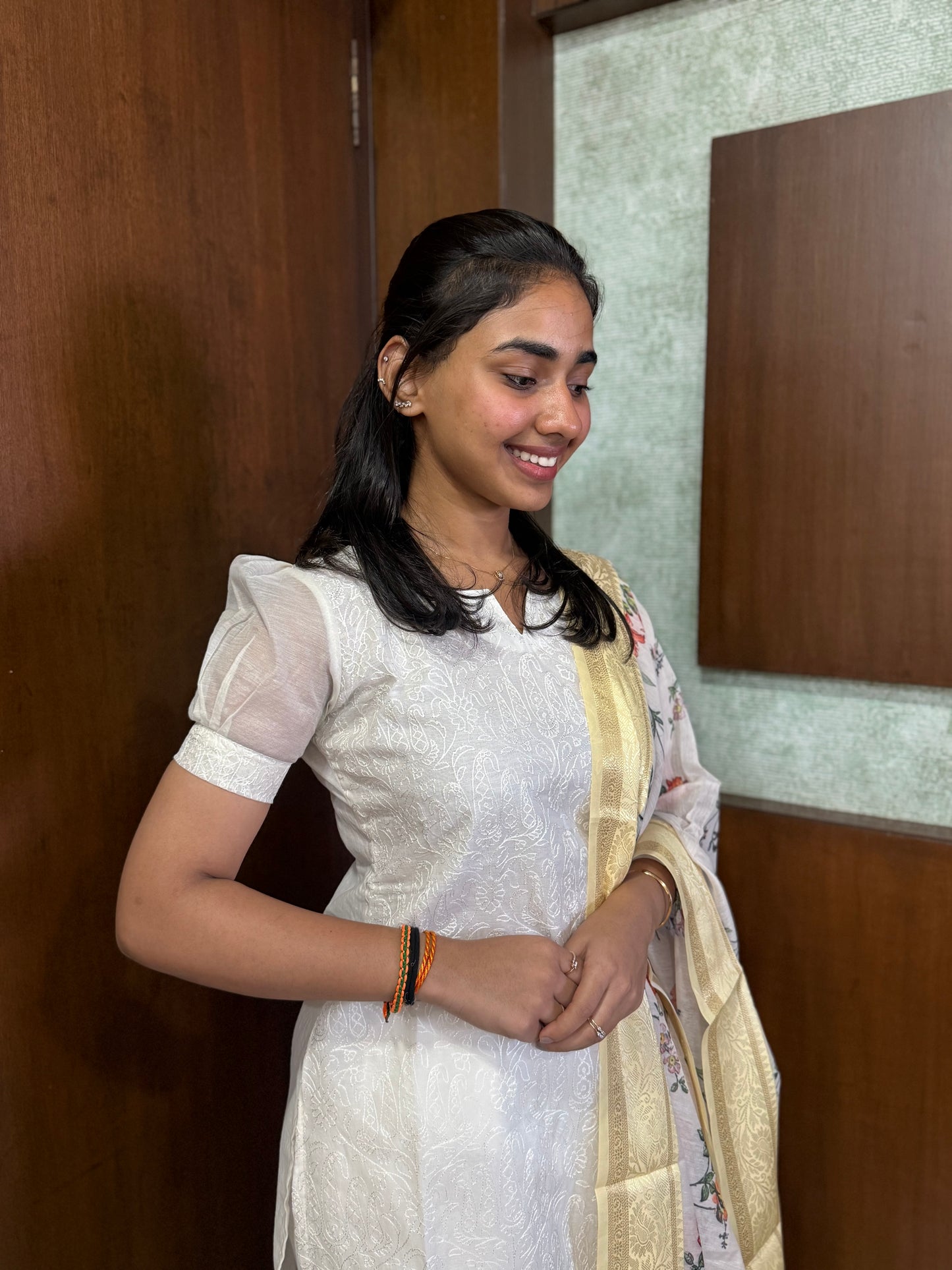 Elegant Bananas Kurti with chandari silk duppatta