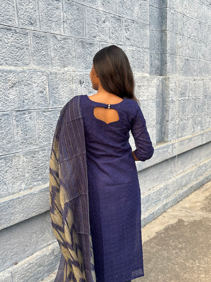 NY 543 Elegant Hakobha kurti set with kantha duppatta
