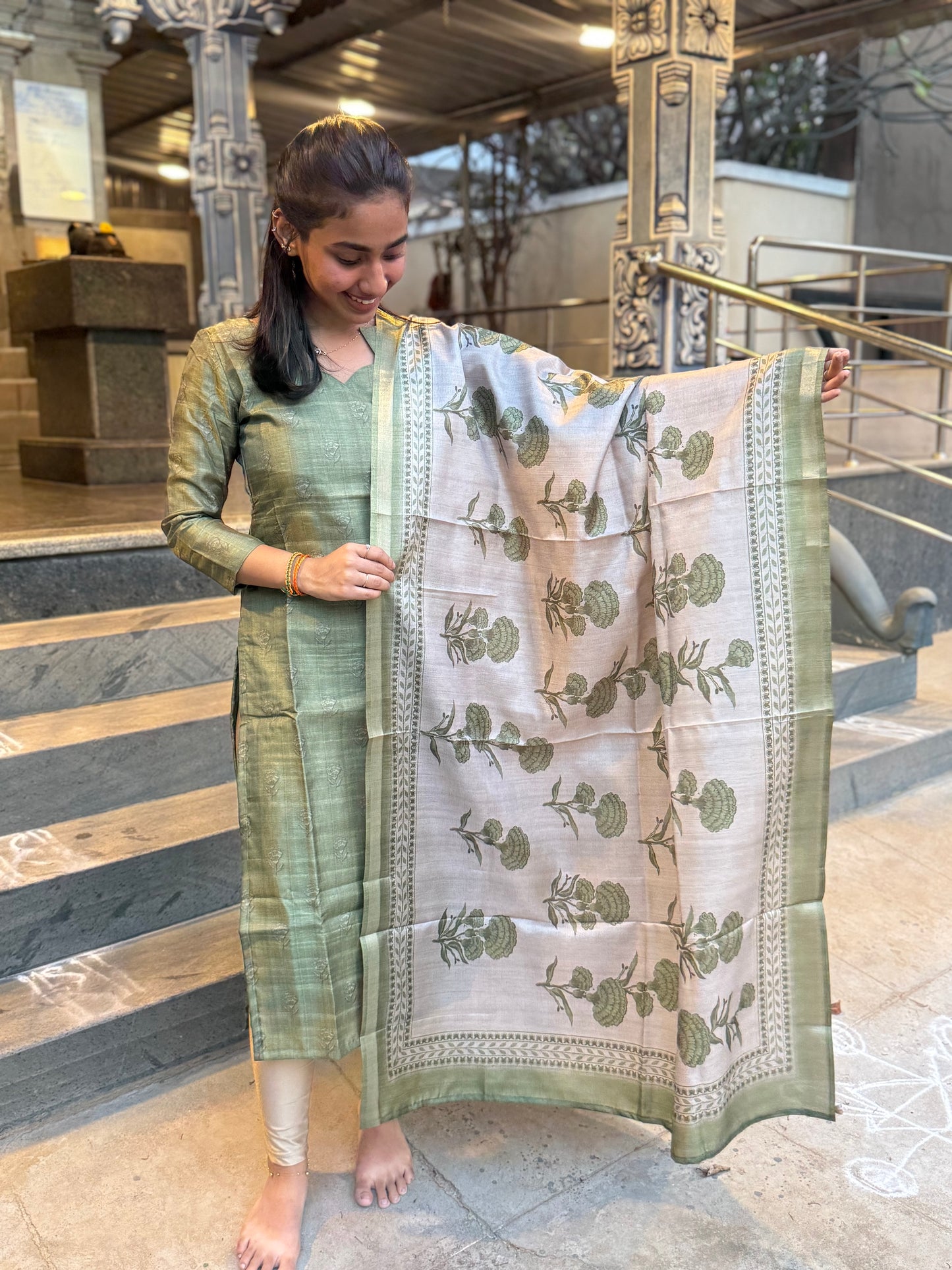 NY 504 Elegant semi tussar Kurti with 3/4th sleeves