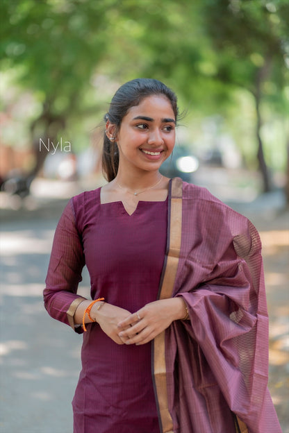 NY 417 Elegant pure Mangalgiri silk Kurti with 3/4th sleeves