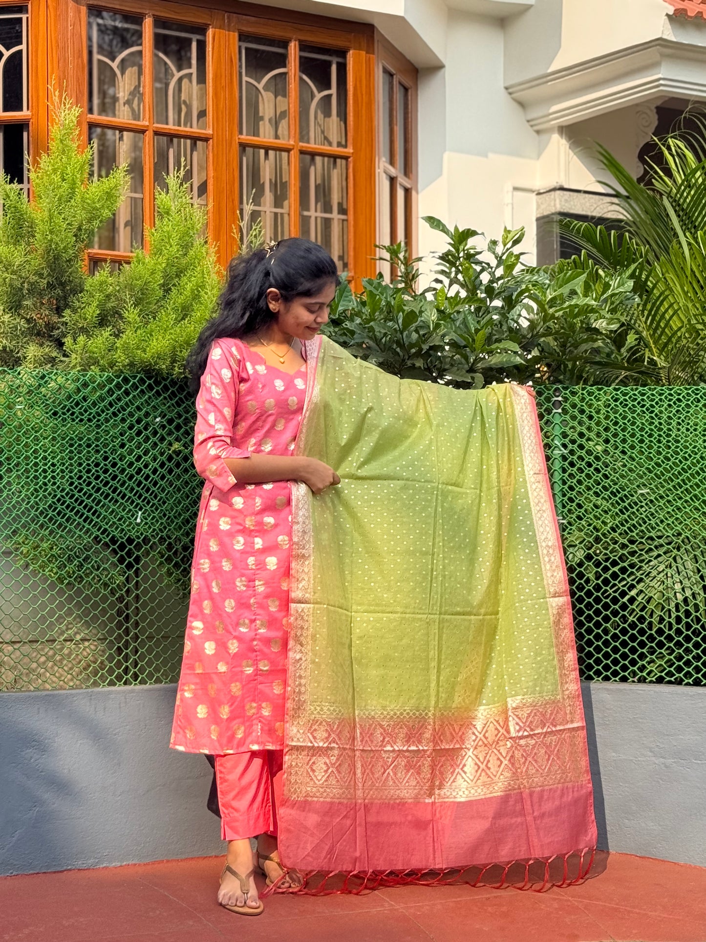 NY 528 Exclusive Banarasi kurti set with 3/4th sleeves