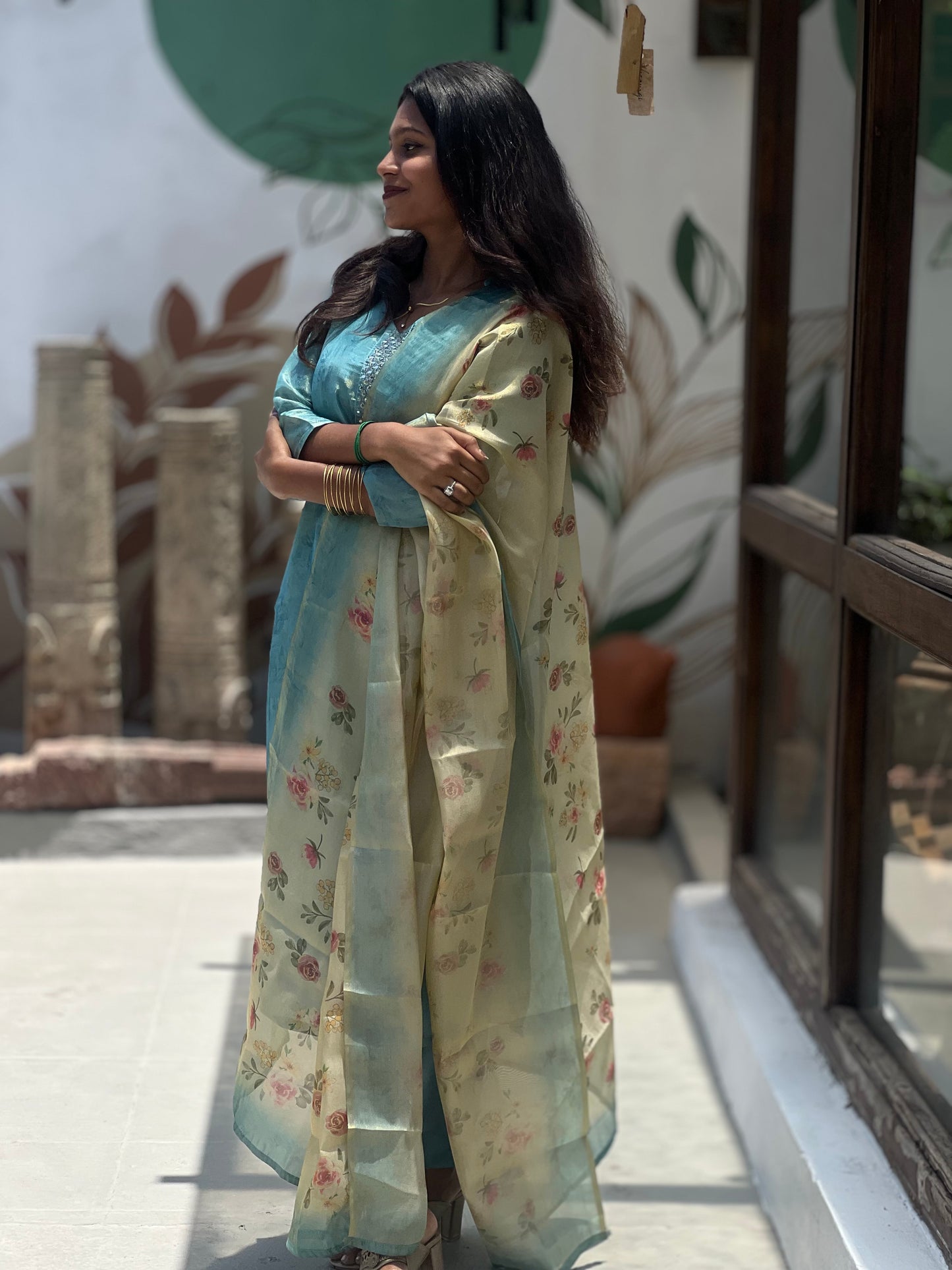 NY 542 Elegant Soft Silk kurti set with 3/4th sleeves