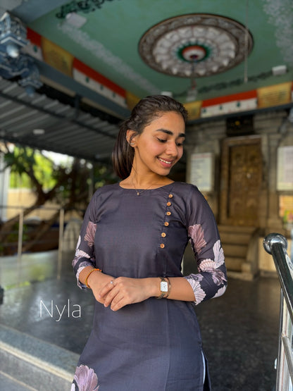 NY 434 Elegant Linen cotton Kurti with 3/4th sleeves