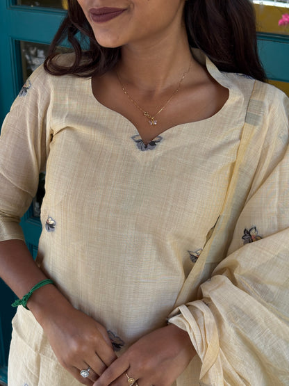 NY 539 Elegant Jamdhani Cotton kurti set with 3/4th sleeves