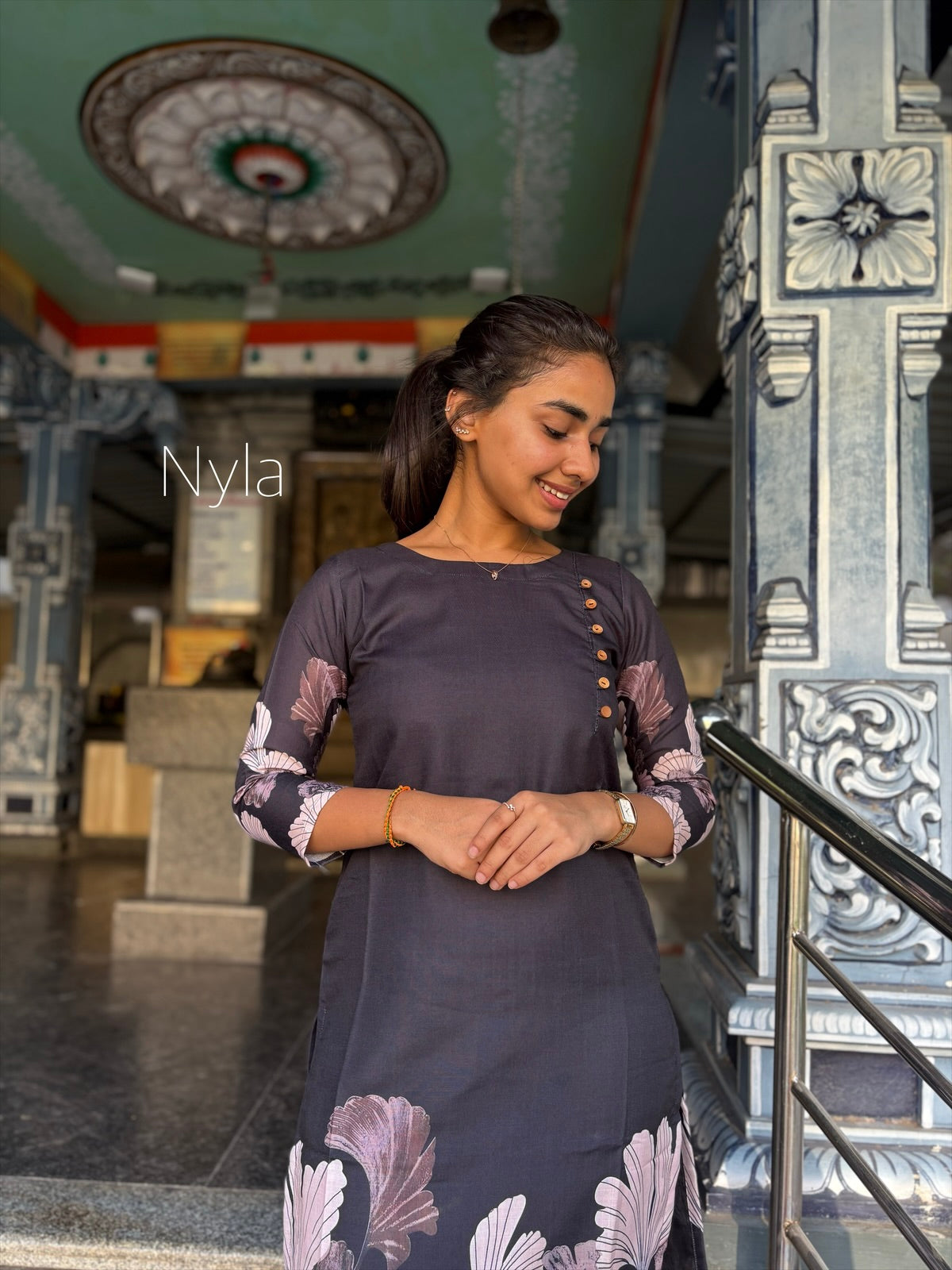NY 434 Elegant Linen cotton Kurti with 3/4th sleeves