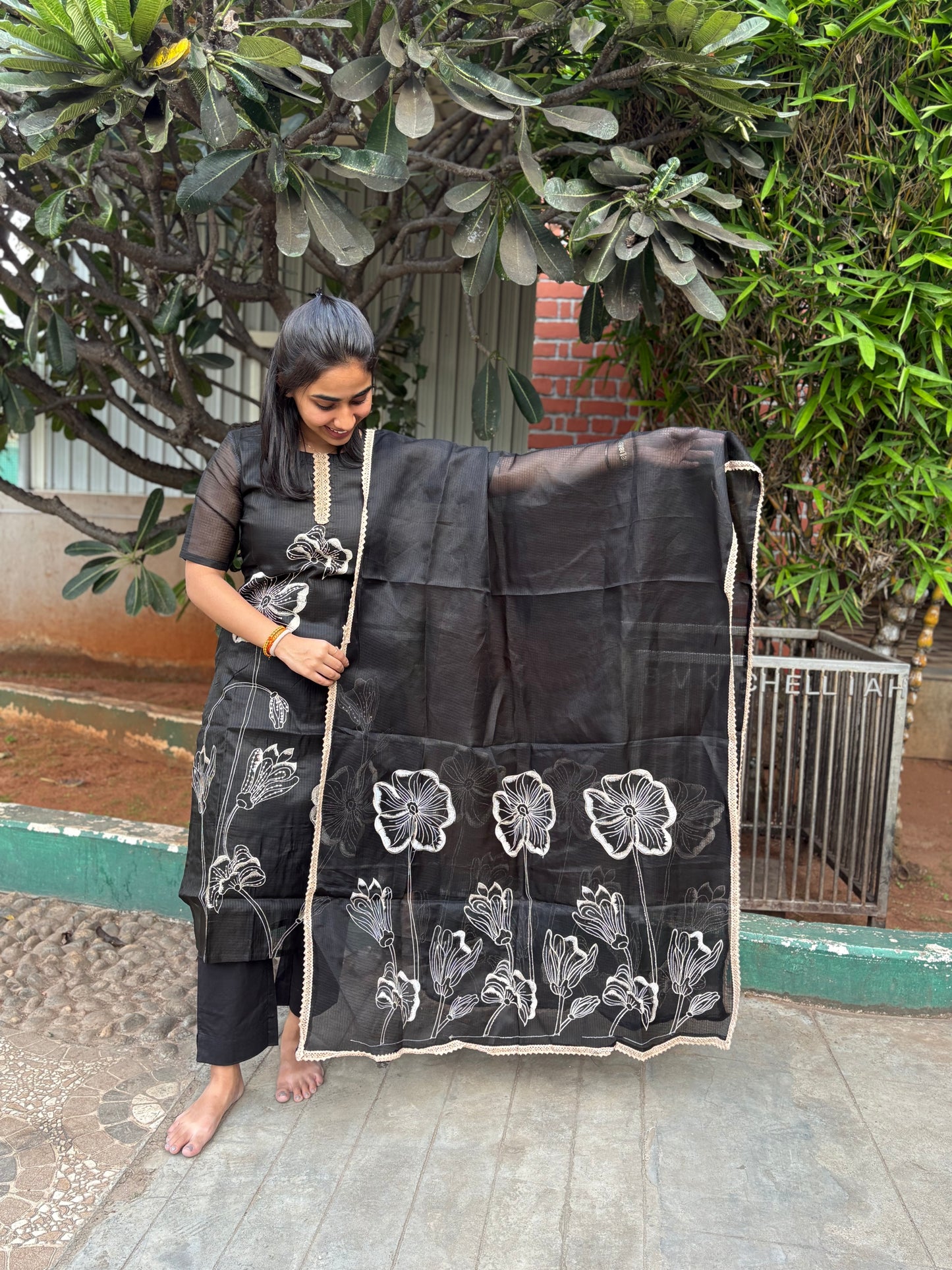 NY 463 Elegant Kota embroidery Kurti with elbow sleeves
