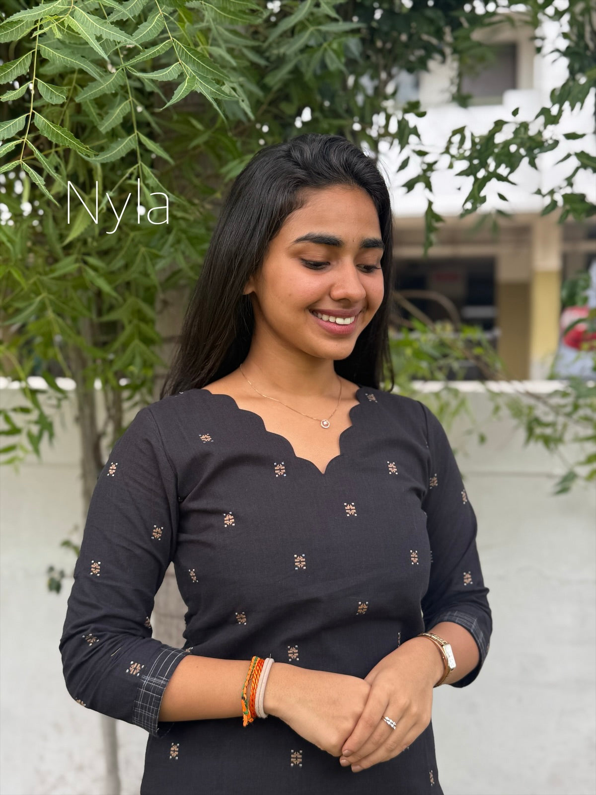 NY 456 Elegant pure handloom cotton set with 3/4th sleeves
