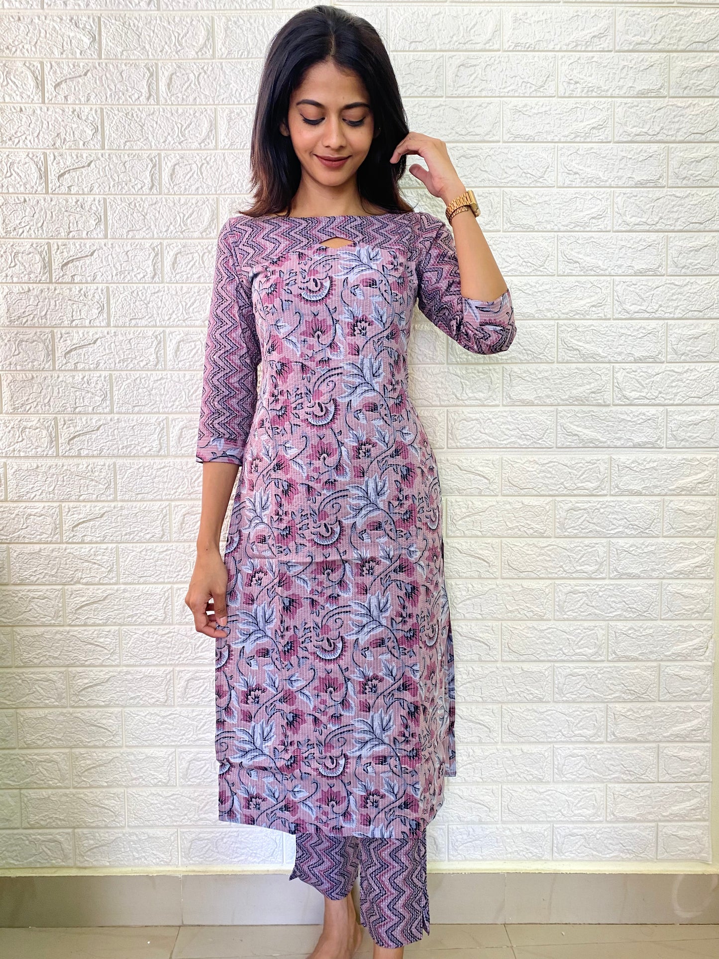 NY 97 Elegant Kantha cotton set with 3/4th sleeves