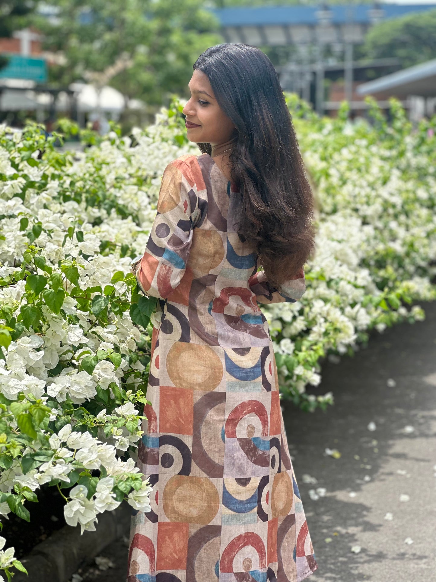 NY 549 Rayon Cotton A-line maxi with 3/4th sleeves