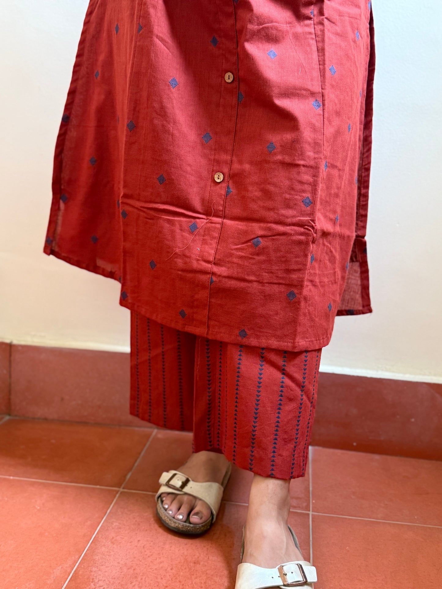 NY 478 Elegant pure handloom cotton set with 3/4th sleeves