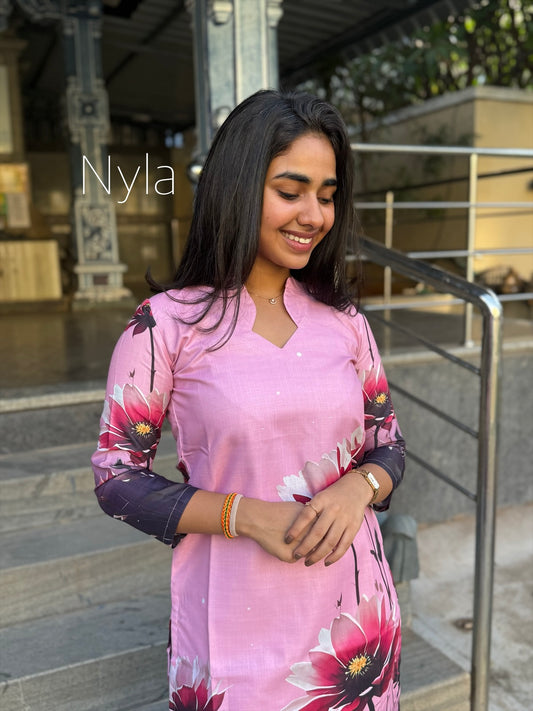 NY 437 Elegant Linen cotton Kurti with 3/4th sleeves
