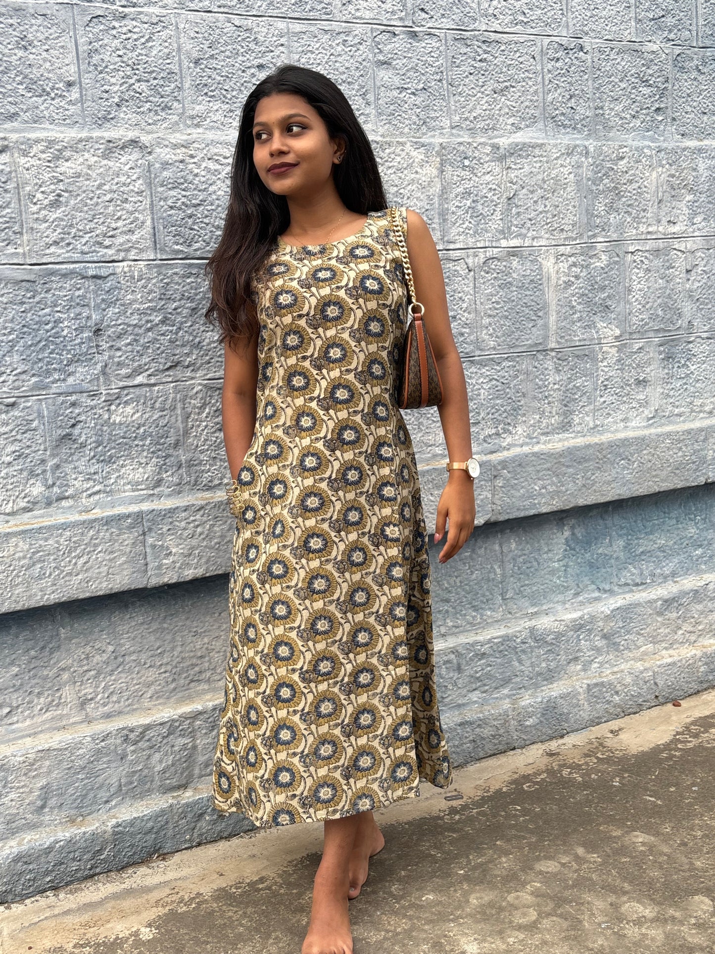 NY 551 Linen Cotton A-line maxi (sleeves can be attached)
