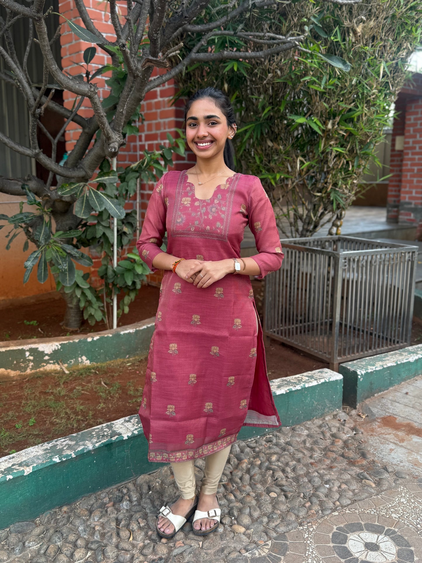 NY 503 Elegant Tissue Kurti with 3/4th sleeves