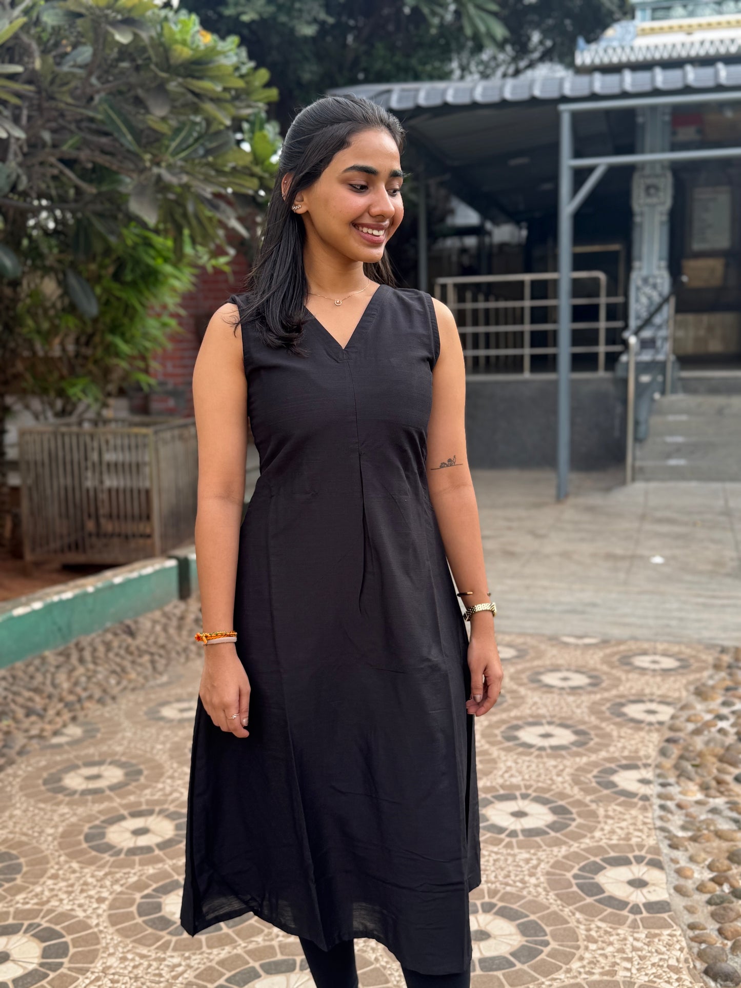 NY 479 Elegant Rawsilk A-line Kurti  (sleeves can be attached)