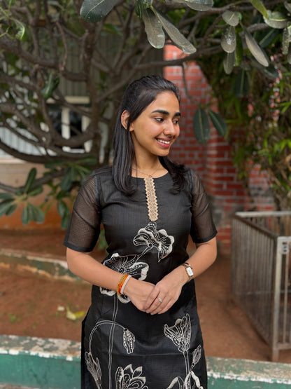 NY 463 Elegant Kota embroidery Kurti with elbow sleeves