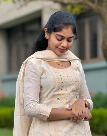 Ny 513 Elegant Cotton Banaras Kurti with 3/4th sleeves and scallop detailings