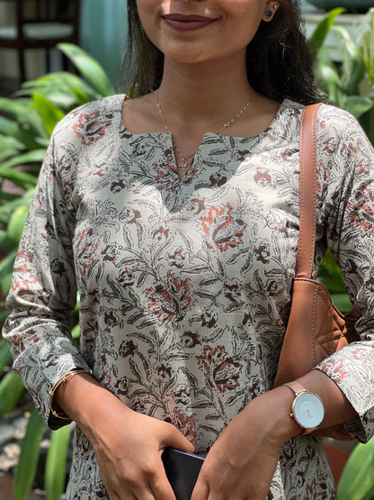 NY 544 Elegant Cotton Kalamkari kurti with 3/4th sleeves