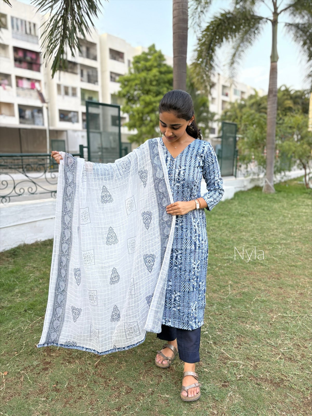 Ny 439 Elegant Cotton  Kurti with 3/4th sleeves