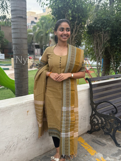 NY 464 Elegant Chettinad Cotton Kurti with elbow sleeves