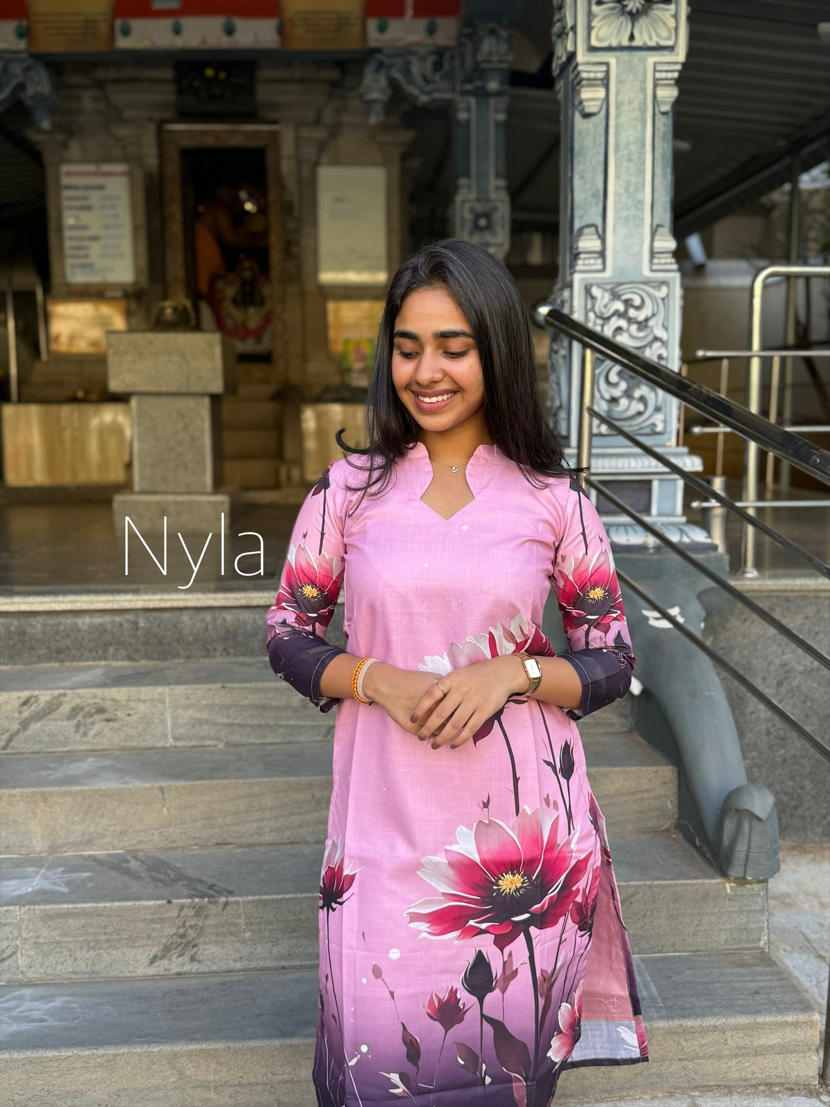 NY 437 Elegant Linen cotton Kurti with 3/4th sleeves