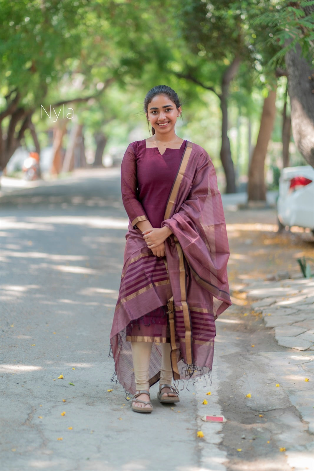 NY 417 Elegant pure Mangalgiri silk Kurti with 3/4th sleeves