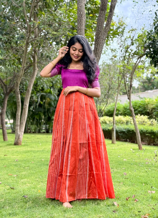 NY 509 Elegant Dola silk skirt material with elbow puff sleeves