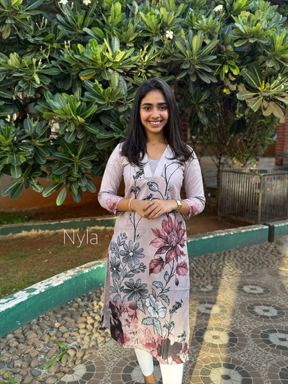 NY 436 Elegant Linen cotton Kurti with 3/4th sleeves