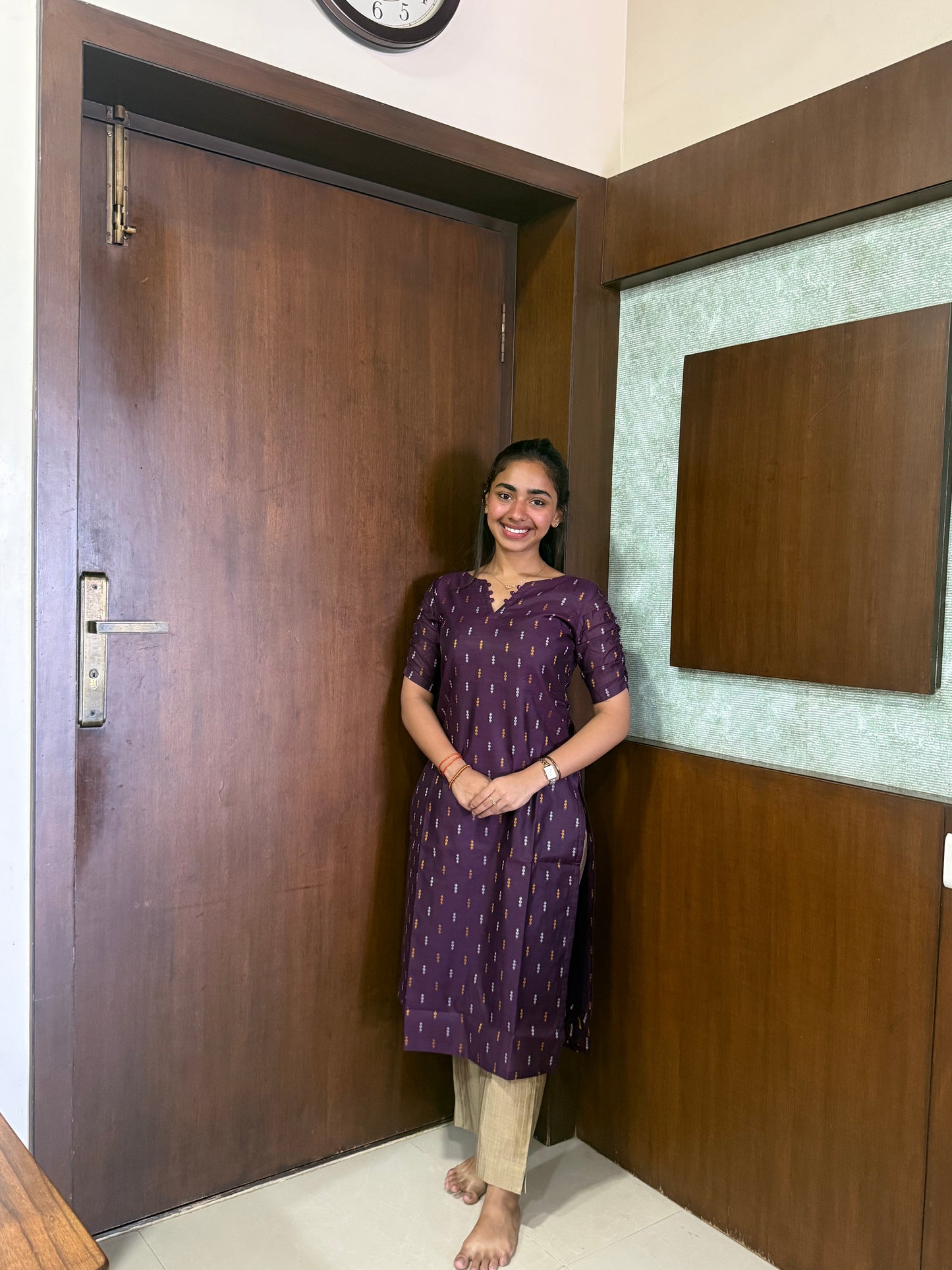 Elegant  RawSilk  kurti set with duppatta and elbow sleeves