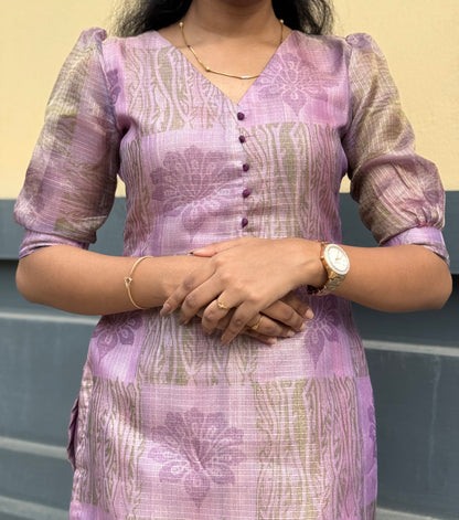 NY 508 Elegant Pure tissue kota silk with elbow puff sleeves