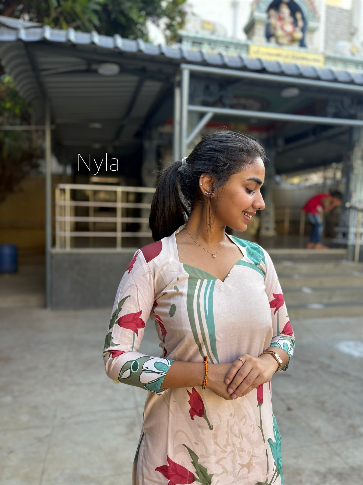 NY 433 Elegant Linen cotton Kurti with 3/4th sleeves