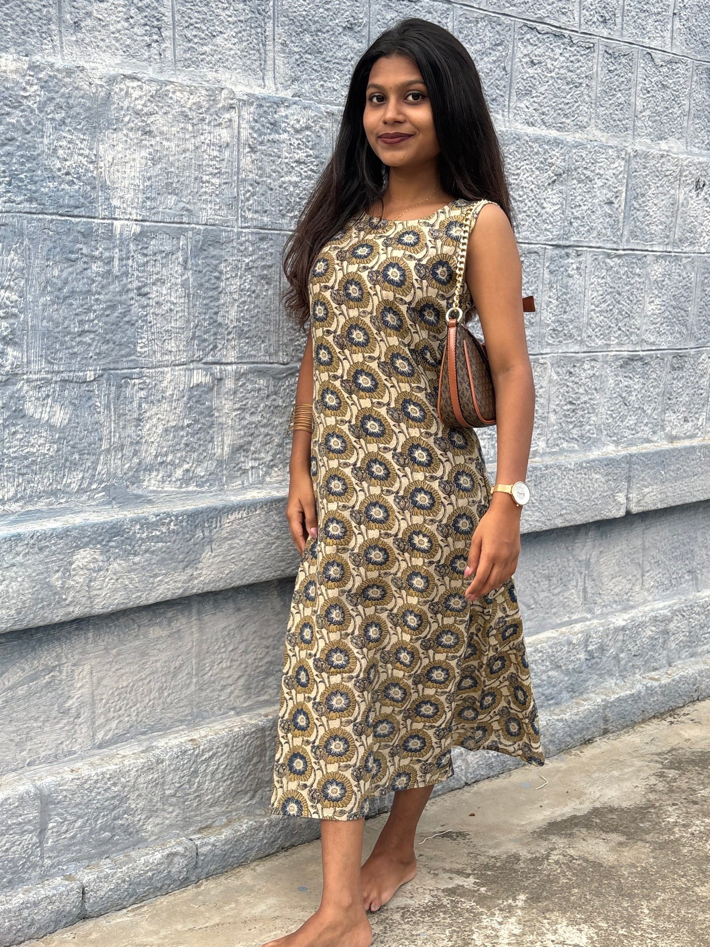 NY 551 Linen Cotton A-line maxi (sleeves can be attached)