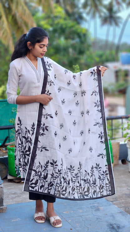 NY 514 Elegant Pure linen cotton kurti with embroidery and 3/4th sleeves