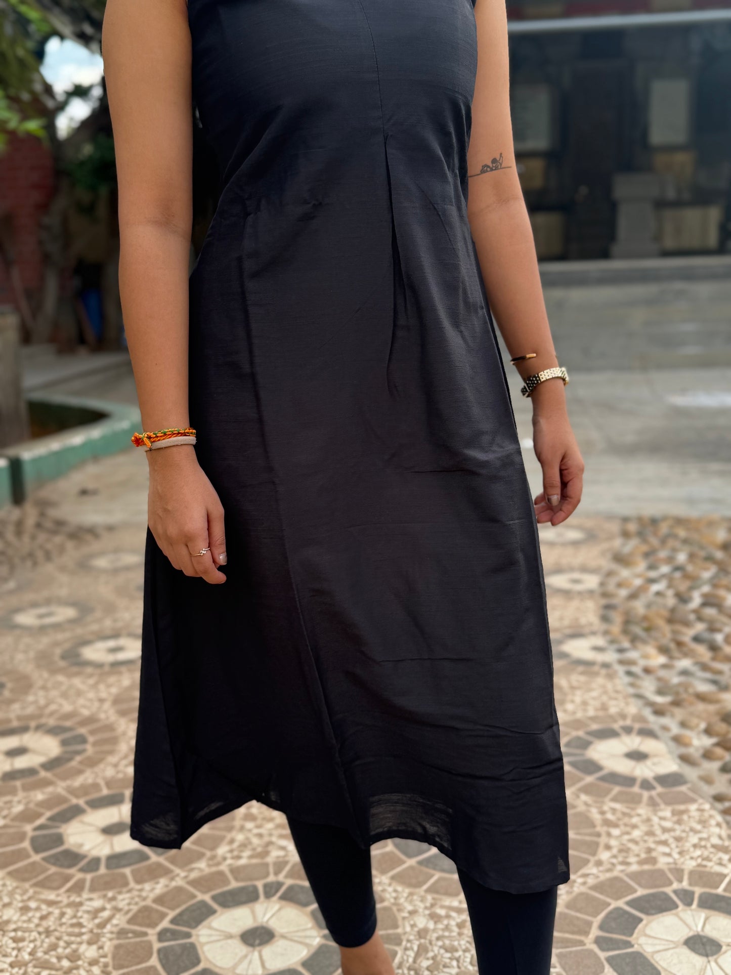NY 479 Elegant Rawsilk A-line Kurti  (sleeves can be attached)