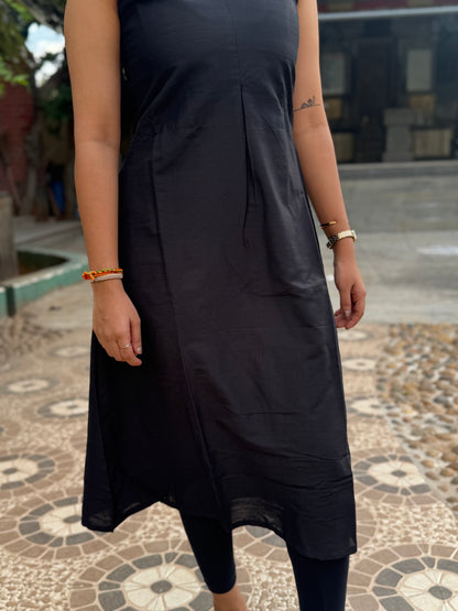 NY 479 Elegant Rawsilk A-line Kurti  (sleeves can be attached)