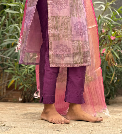 NY 508 Elegant Pure tissue kota silk with elbow puff sleeves