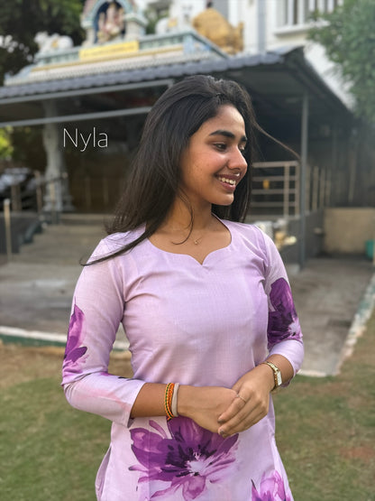 NY 449 Elegant Linen cotton Kurti with 3/4th sleeves