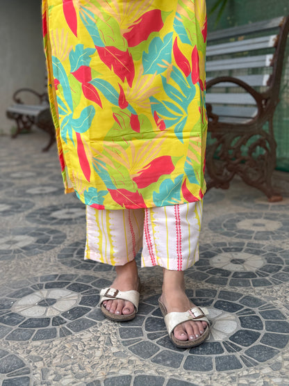 NY 485 Elegant Muslin Kurti with potli button detailings on neck with 3/4th sleeves