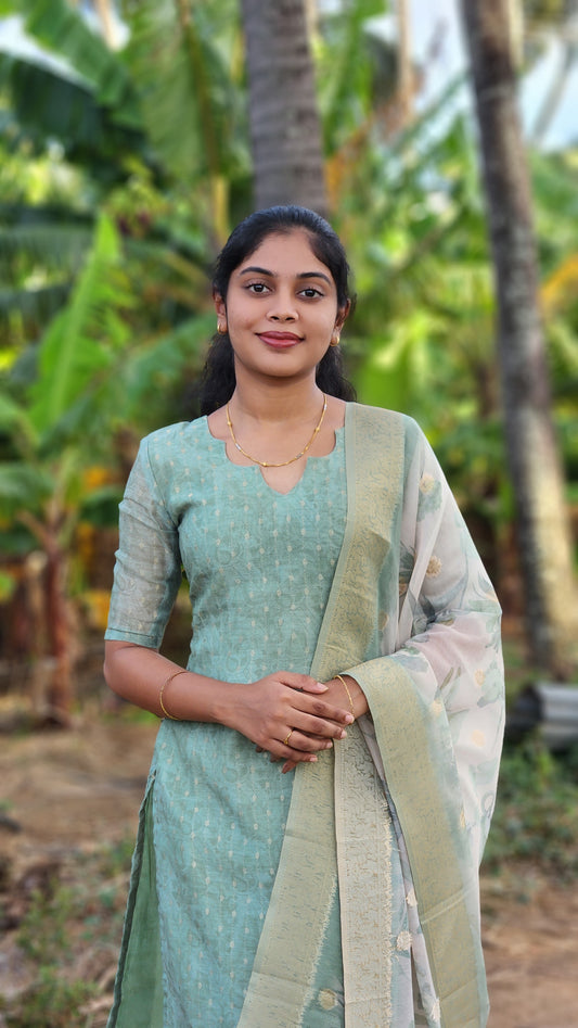 NY 507 Elegant Chanderi kurti with elbow sleeves