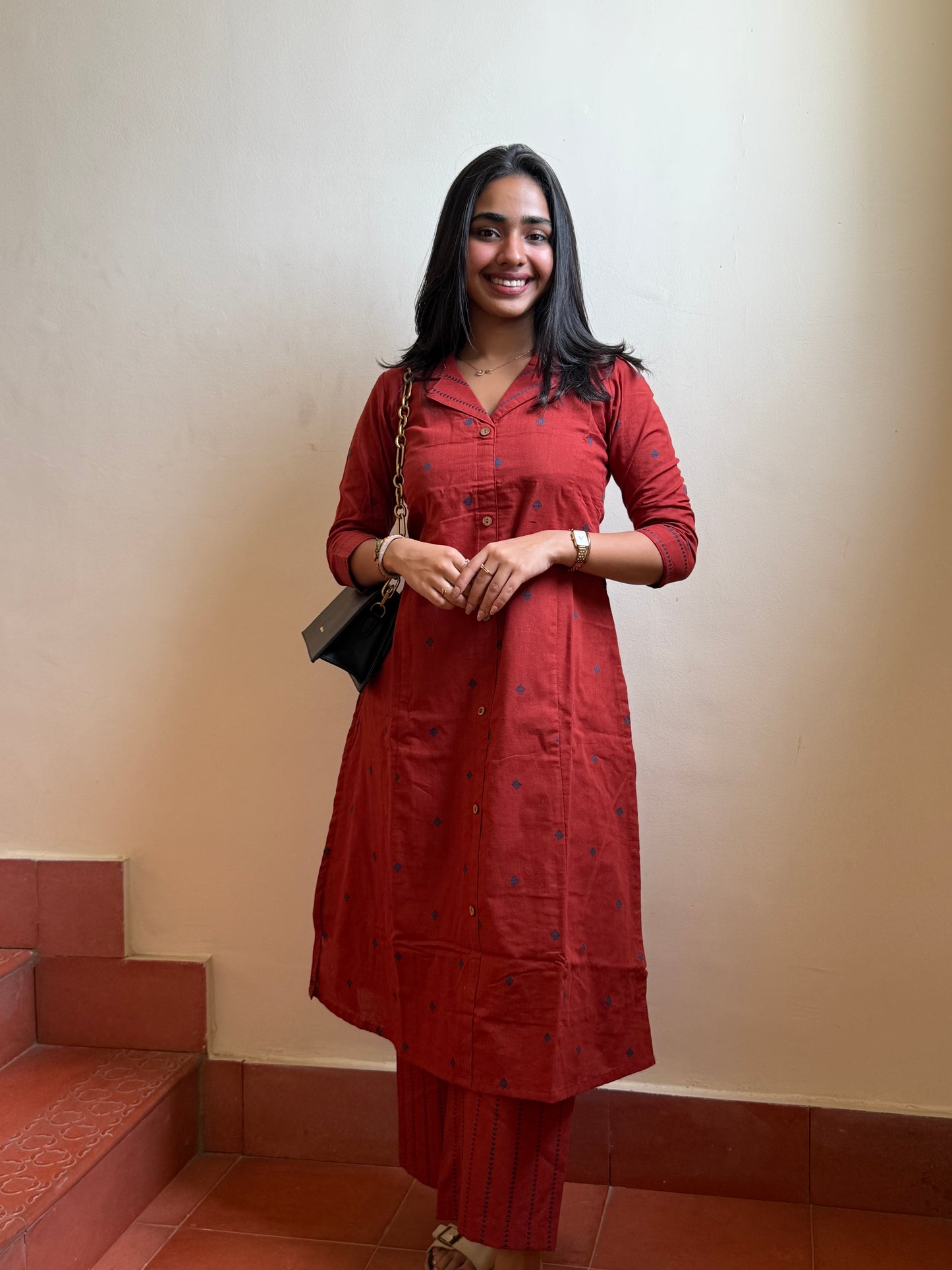 NY 478 Elegant pure handloom cotton set with 3/4th sleeves