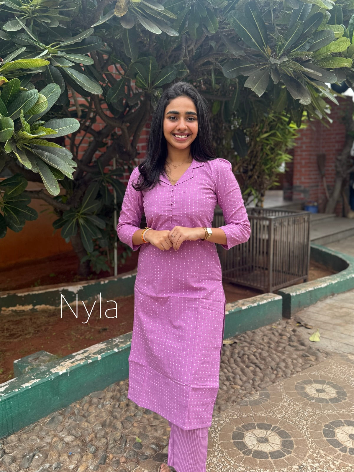 NY 454 Elegant Handloom Cotton Co-ords set with 3/4th puff sleeves